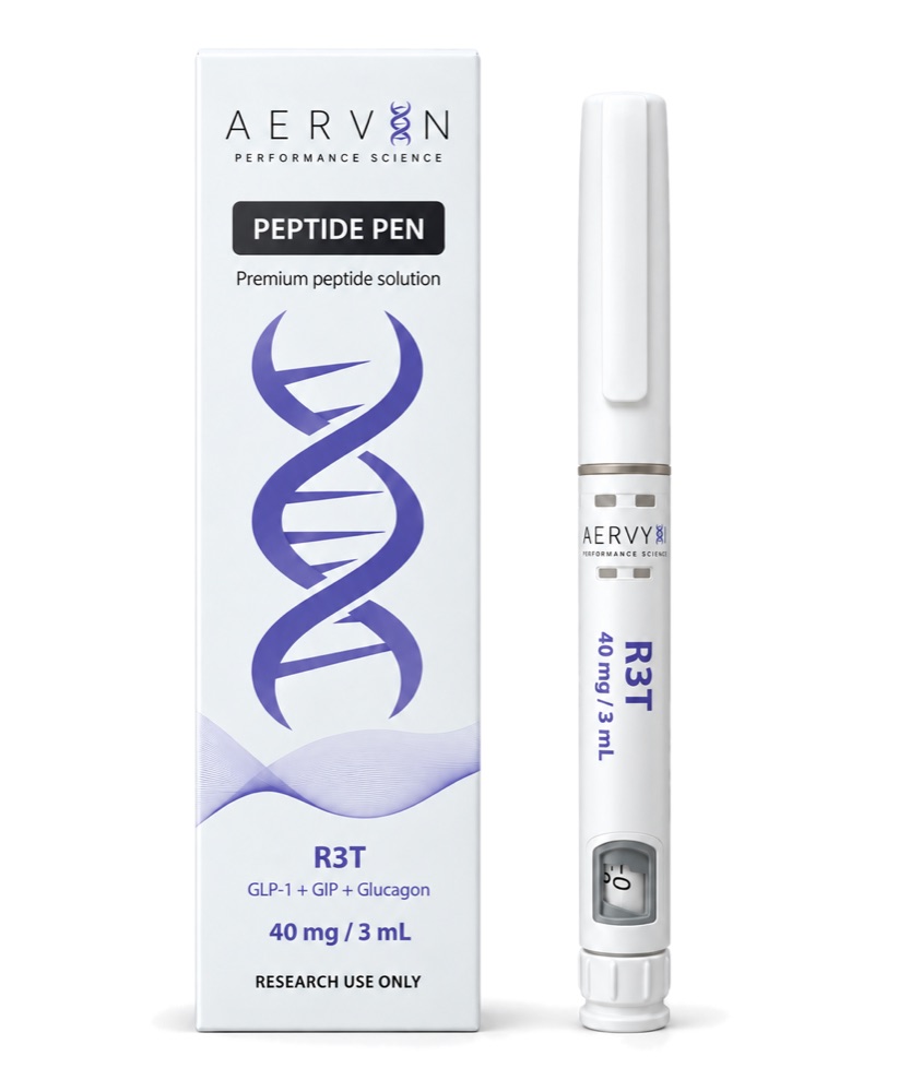AERVYN Retatrutide (R3T) peptide pen, 40 mg / 3 mL, with its carton